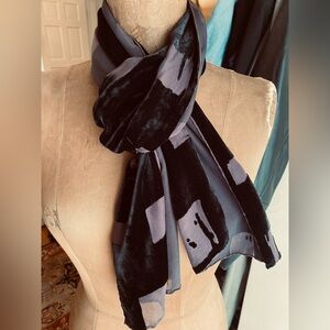Stylish Deep Brown Velvet Burnout Scarf